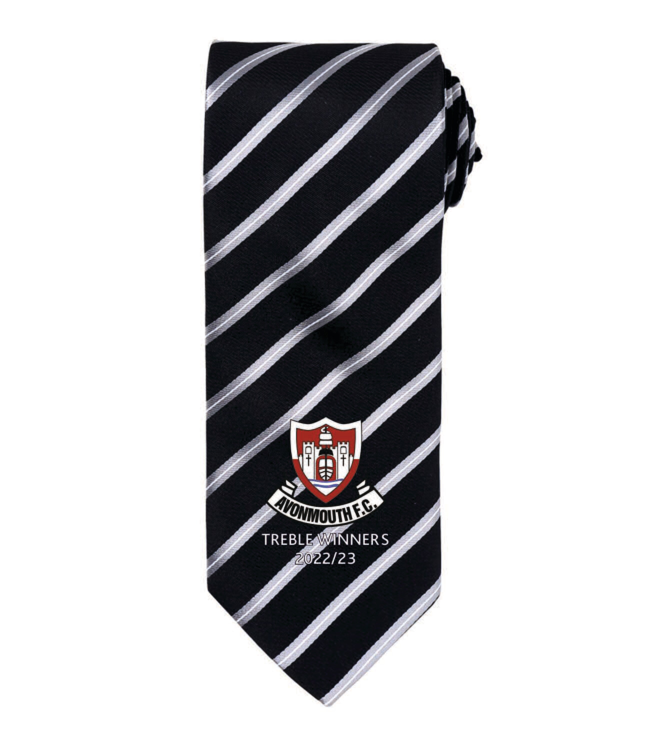 Tie - TREBLE WINNERS - Sports Stripe (PR784) - Premier - Black / Silver