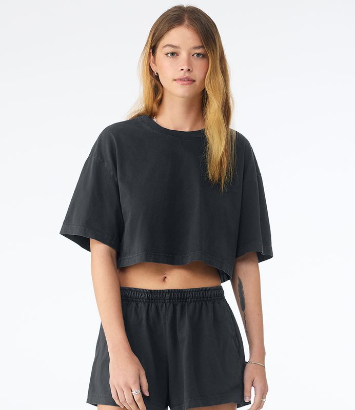 Heavyweight Washed Cropped T-Shirt - Washed Black (BL6882)