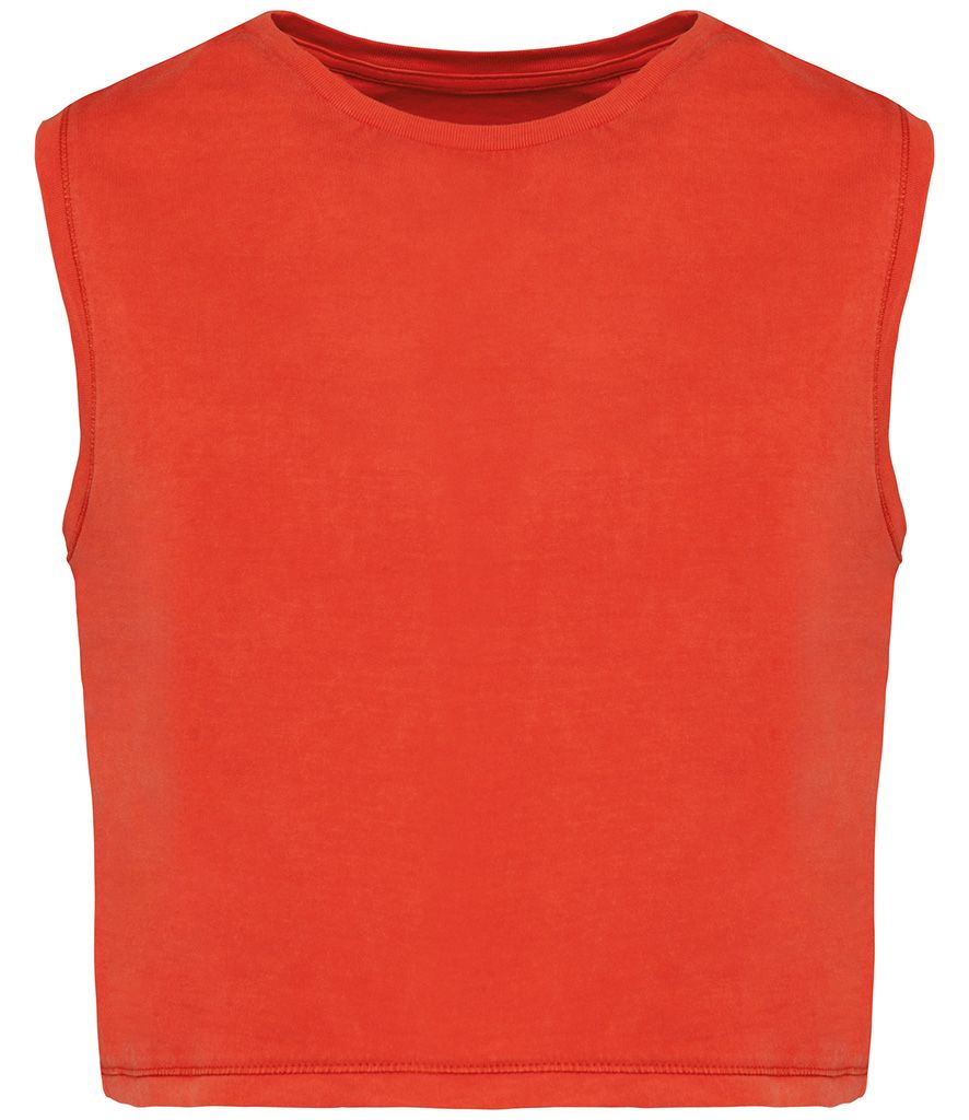 Ladies Cropped Tank Top - Washed Paparika (NS342)
