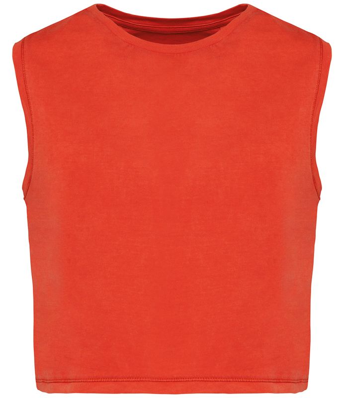 Ladies Cropped Tank Top - Washed Paparika (NS342)