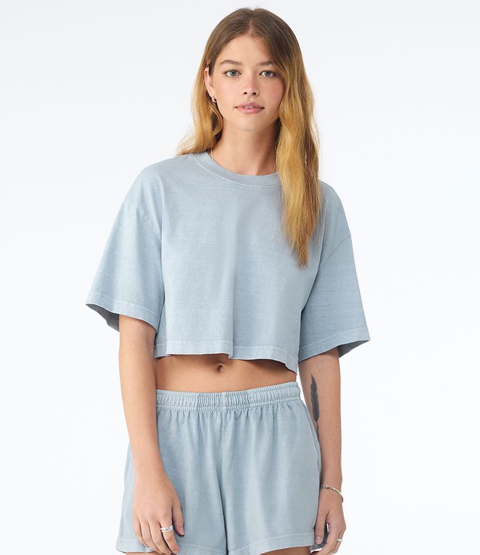 Heavyweight Washed Cropped T-Shirt - Washed Denim  (BL6882)