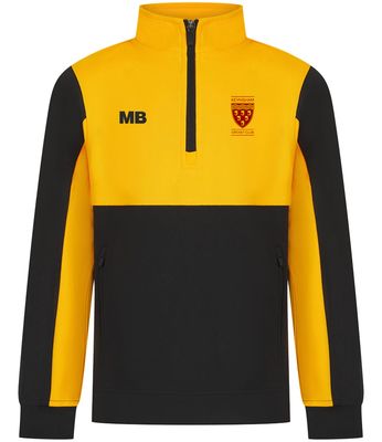 Girls - 1/4 Zip Top (LV874) Black / Gold - Adults size