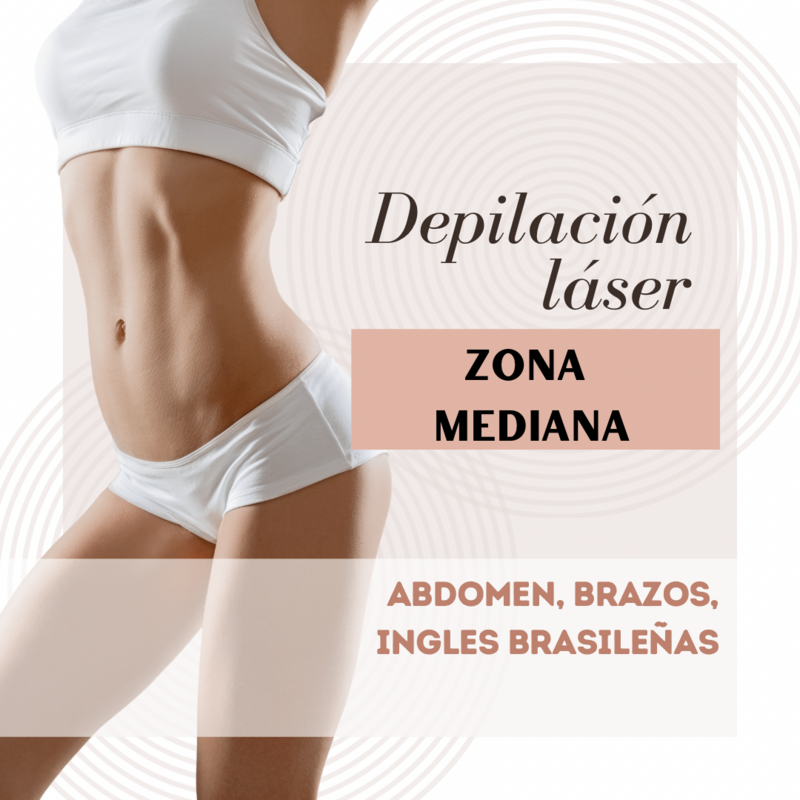 BONO DEPILACIÓN LÁSER ZONA MEDIANA. 6 SESIONES. Abdomen, ingles brasileñas, brazos, lumbar, hombros o glúteos.