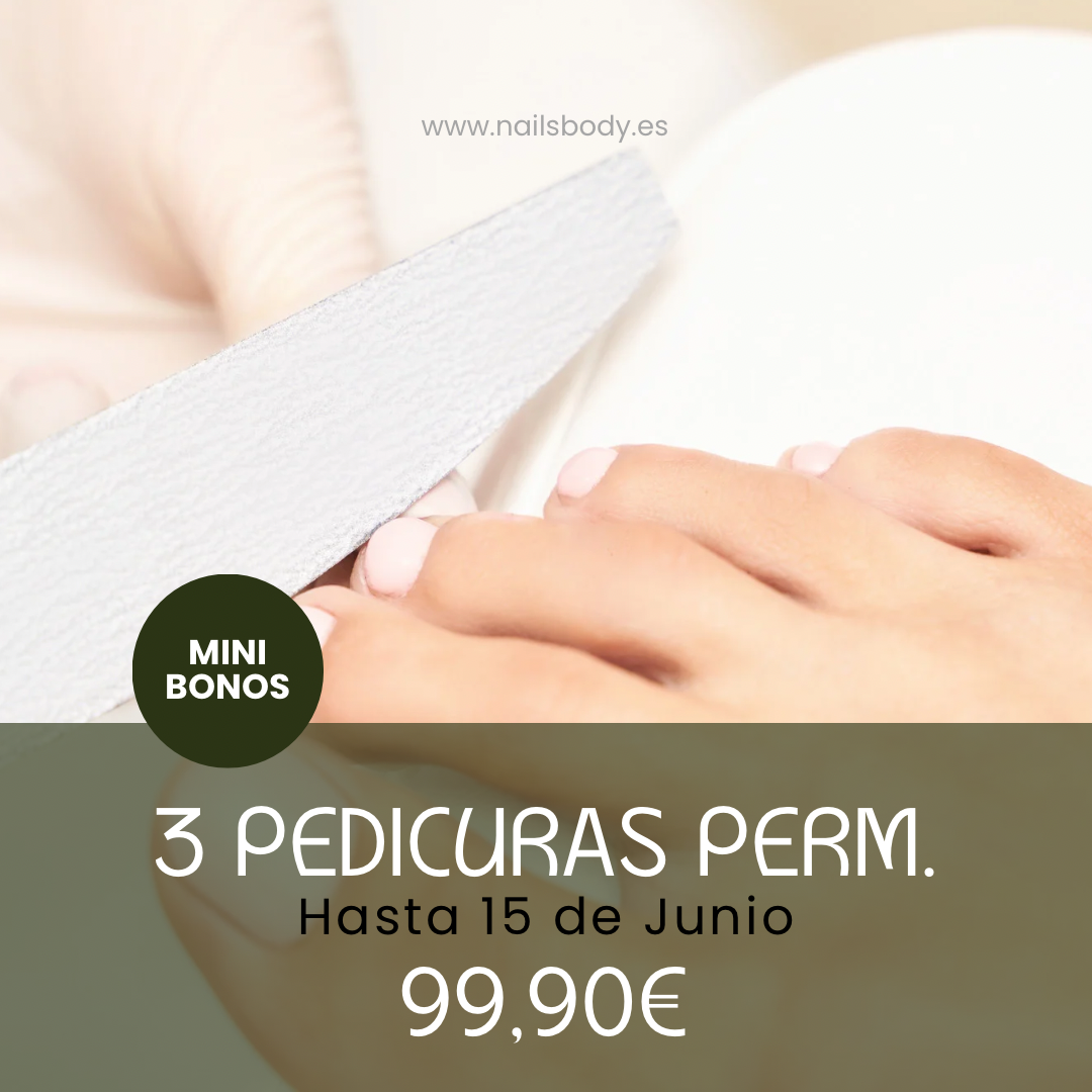 3 PEDICURAS COMPLETAS PERMANENTES MINIBONOS