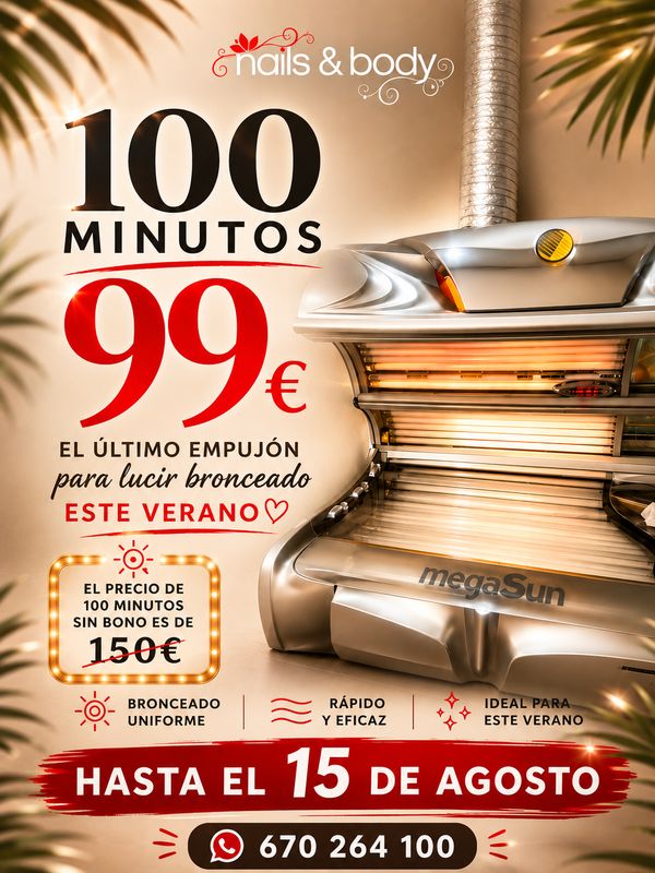 100 minutos solarium Hasta 15 de Agosto