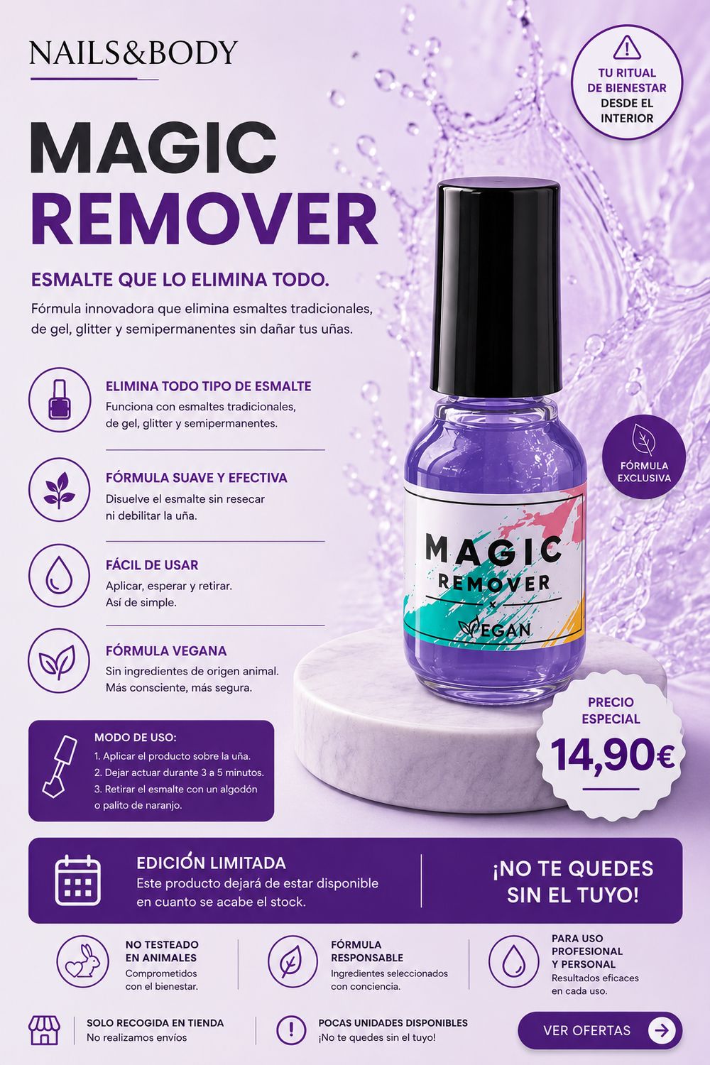 Removedor esmalte permanente Removedor esmalte permanente