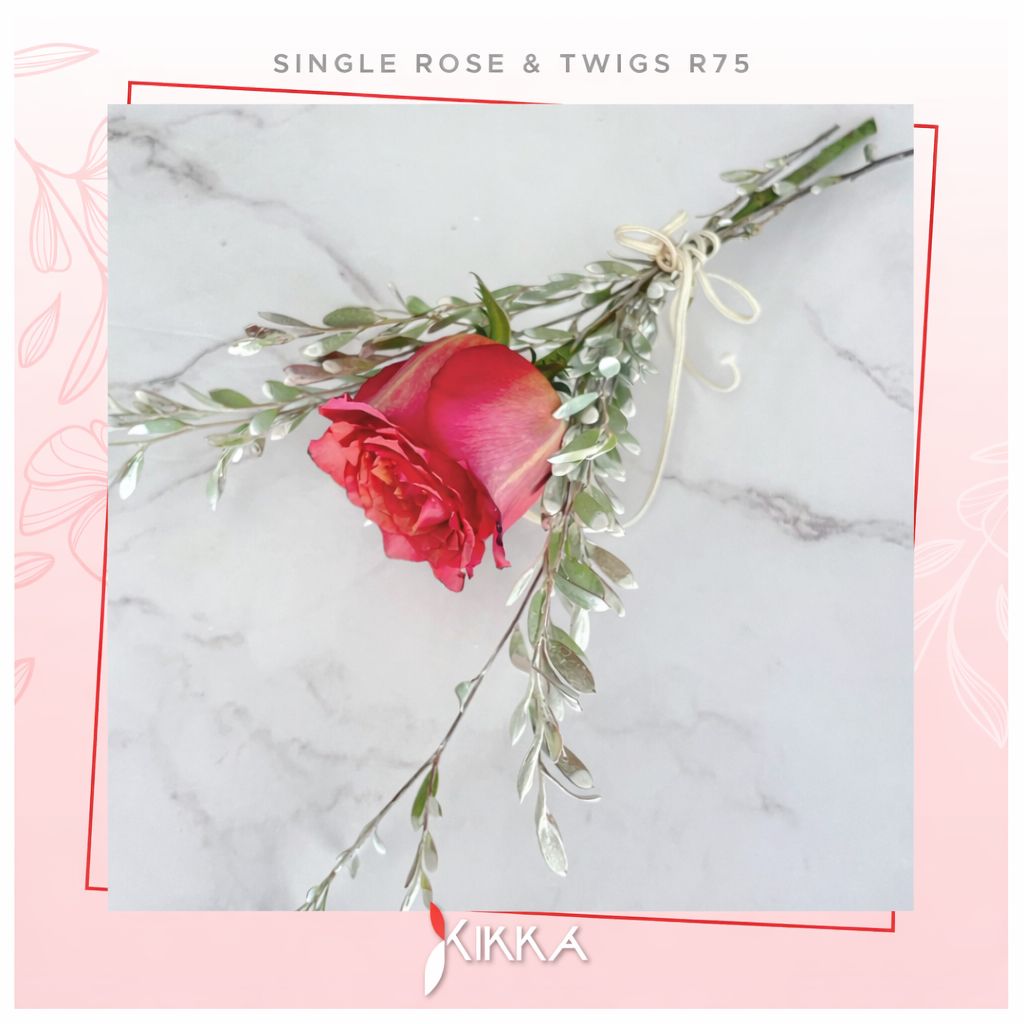 Single Rose with Twigs
