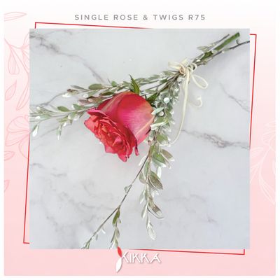 Single Rose with Twigs