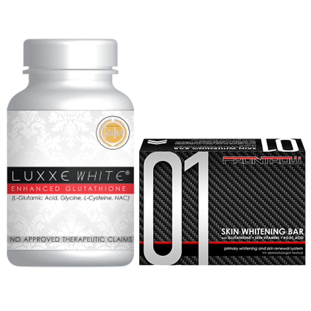 LUXXE WHITE (Enhanced Glutathione) 60 Capsules 775mg + LUXXE WHITE SKIN WHITENING BAR SOAP 01