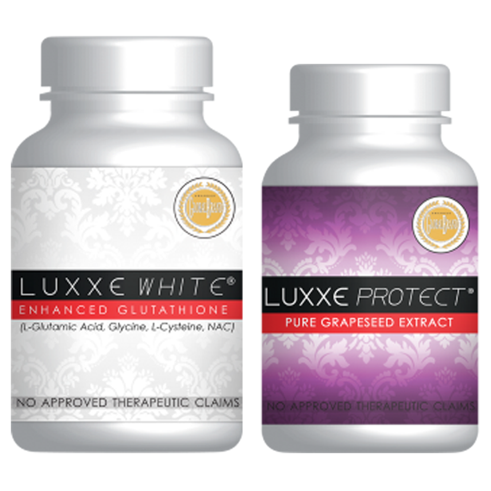 LUXXE WHITE (Enhanced Glutathione) 60 Capsules 775mg + LUXXE PROTECT (Grapeseed Extract) 30 Capsules 500mg