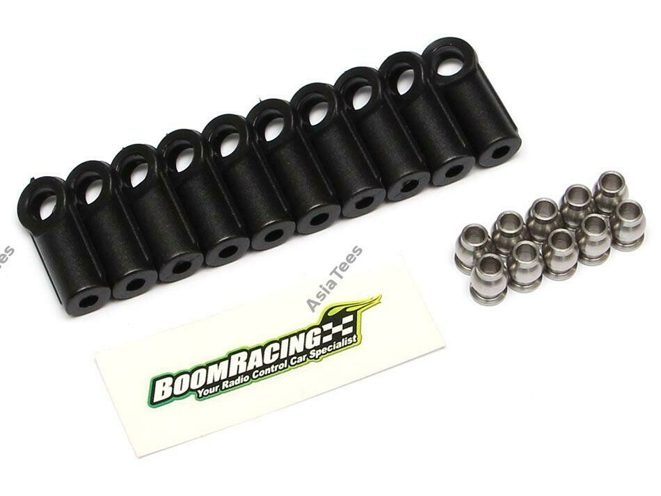 Boom Racing BADASS Heavy Duty Rust-Resistant Rod Ends M4 Nylon (Straight) 18.5MM w/ Stainless Steel Pivot Ball (5.8x3x7.4mm) (10) - BRW750303