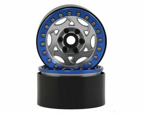 SSD RC 1.9” Champion Beadlock Wheels (Silver/Blue) - SSD00244