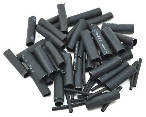 ProTek RC 1.5, 5, 6 &amp; 8mm Shrink Tubing Assortment Pack (Black) (20) (1&quot; Length) - PTK-5453