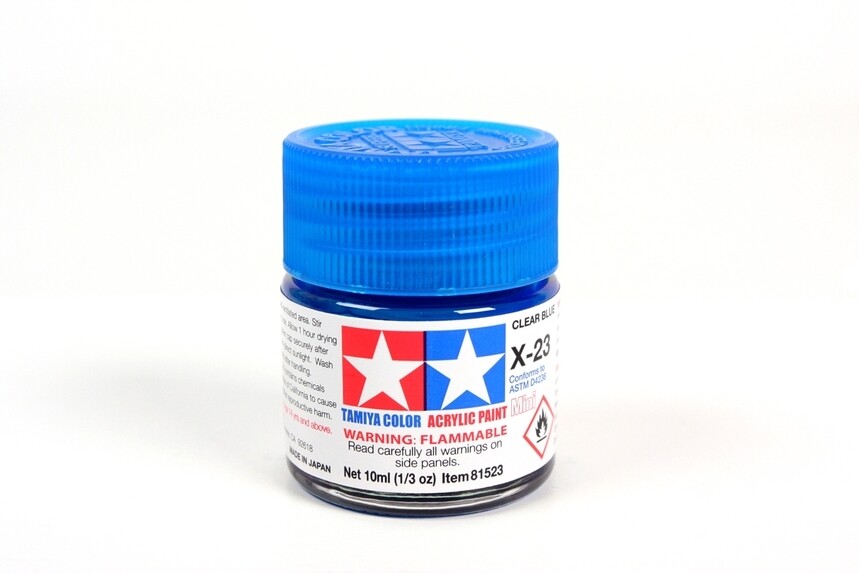Tamiya Acrylic Mini X-23 Clear Blue Paint (10ml) - 81511