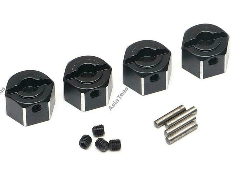 Boom Racing 8mm Width Aluminum 12mm Hex Adaptors with Pins &amp; Set Screws (4) - BRLC7056