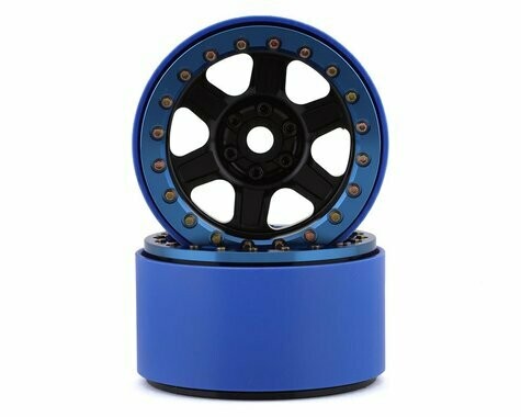 SSD RC Challenger PL 2.2&quot; Beadlock Crawler Wheels (Black/Blue) (2) - SSD00435