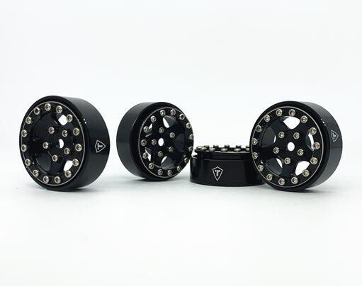 Treal 1.0 Beadlock Wheels(4P-Set) for Axial SCX24 with Brass Rings Weighted 22.4g-B Type Black - X002R9OYEL