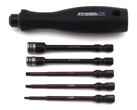 ProTek RC &quot;TruTorque&quot; 5-Piece 1/4&quot; Drive Hex &amp; Nut Driver Set (1.5, 2.0, 2.5mm Hex &amp; 5.5, 7mm Nut Driver) - PTK-8462