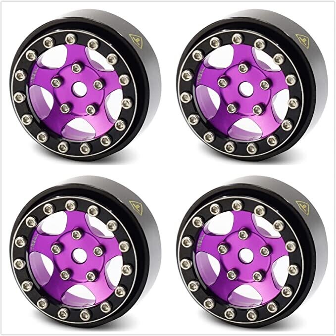 Treal 1.0 Beadlock Wheels(4P-Set) for Axial SCX24 with Brass Rings Weighted 22.4g-B Type Purple/ Black - x0033nj2w9