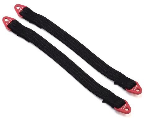 Hot Racing 140mm Suspension Travel Limit Straps (2) (Red) - SLS140T0202