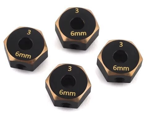 Samix SCX10 III Brass 12mm Hex Adapter (4) (6mm) - SAMSCX3-4063-6