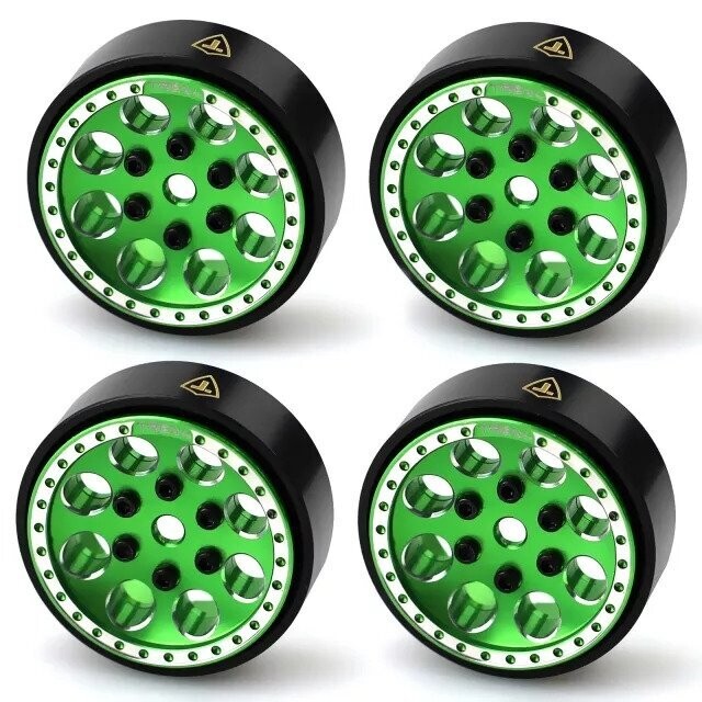 Treal 1.0 Beadlock Wheels(4P-Set) for Axial SCX24 1/24 Crawler Brass Ring Weighted 22g green - x002ucpqer