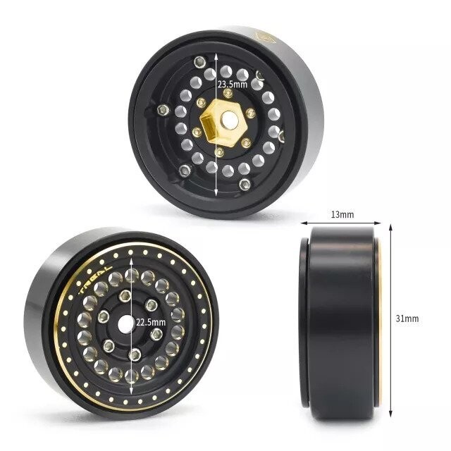 TREAL 1.0&quot; Brass Beadlock Crawler Wheels Rims (4P) for Axial SCX24 Bronco Gladiator C10 Deadbolt - x0039345j3