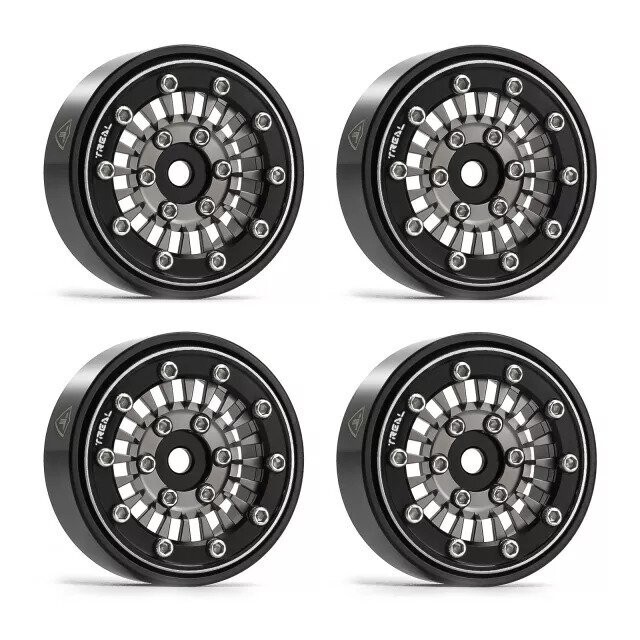 TREAL SCX24 Wheels 1.0&#39;&#39; Beadlock Wheels(4P) for 1/24 Micro RC SCX24 Bronco Gladiator C10 Deadbolt -Type C GRAY - x00393852v