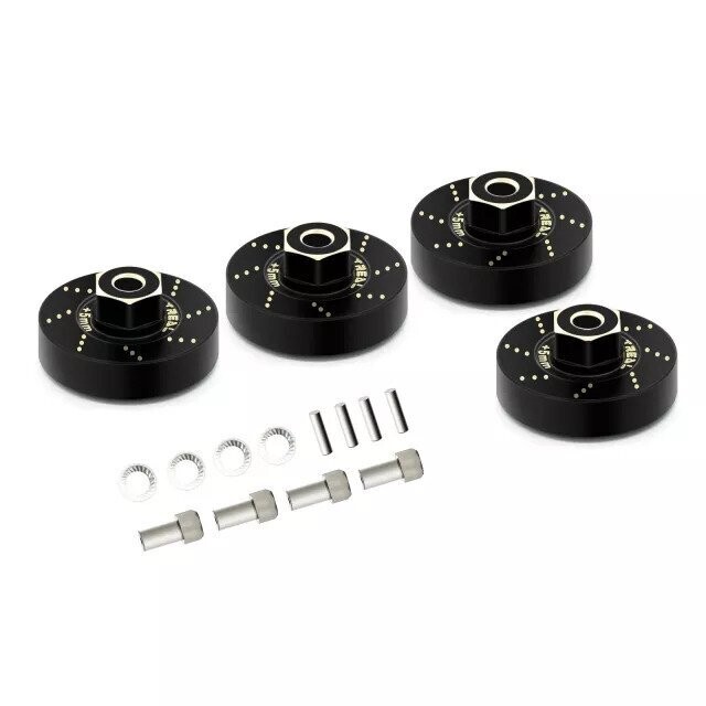 Treal Axial SCX24 Brass Extended Wheel Hubs (4p) +5mm Axle Counter Weight 12g -Black - x002rztq0r