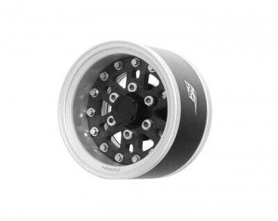ProBuild™ 1.55" CFH6 Adjustable Offset Aluminum Beadlock Wheels (2) Flat Silver/Carbon Fiber - BRPB15506FSCF