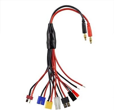 Comp Spec RC Lipo Battery Charger Adapter Connector Splitter Cable, 8 in 1 Octopus Convert Wire to 4.0mm Banana Plug Compatible with TRX, Tamiya, EC3, JST, Futaba, XT60, T- Dean - 8-1 Squid