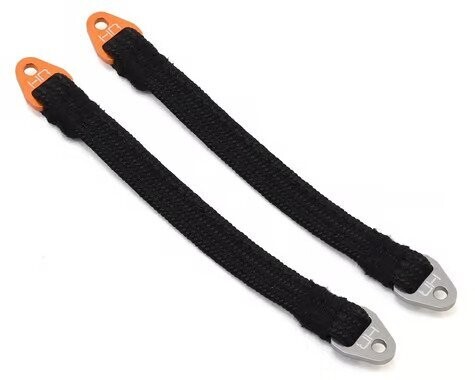 Hot Racing 105mm Suspension Travel Limit Straps (2) (Orange/Silver) - SLS105T1803