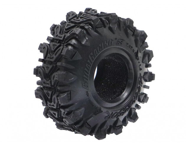 Boom Racing 1.0&quot; Aggressor Scale RC Tire GEKKO Black 54x18.7mm Open Cell Foams (2) - BRTR1-A54BKD
