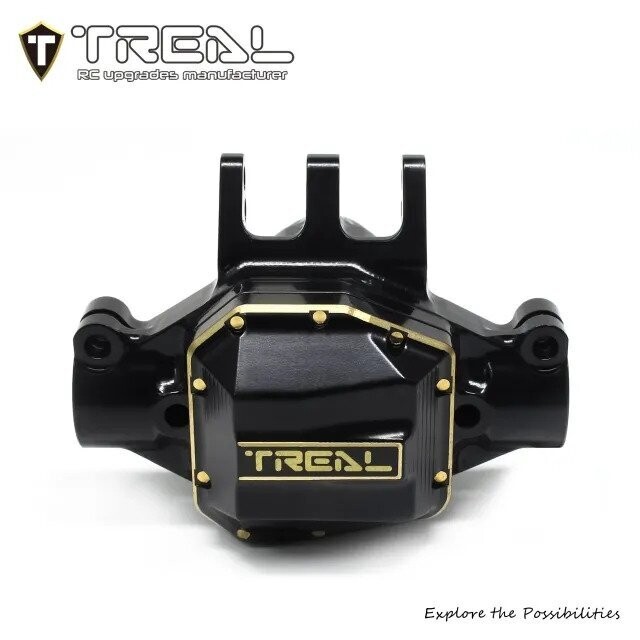 TREAL SCX10 Pro Brass Rear Axle Center 3rd Member Housing w Diff Cover Heavy Weight Upgrades Compatible with Axial 1/10th SCX10 PRO Comp Kit - X003TOALC7