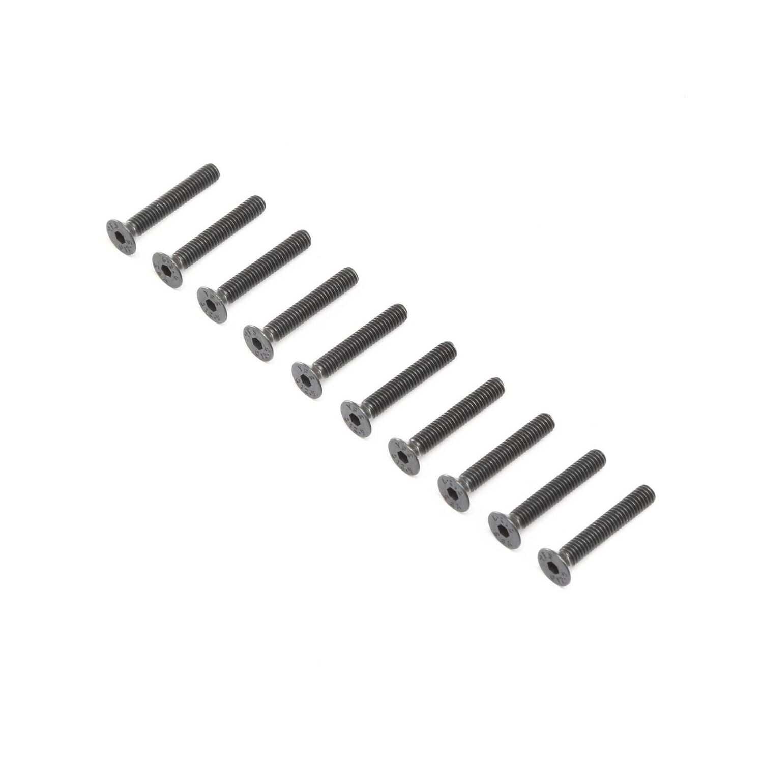 Losi Flat Head Screws, Steel, Black Oxide, M4 x 25mm (10) - LOS255018