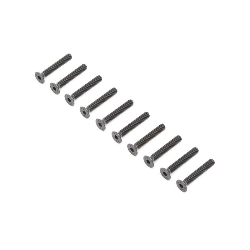 Losi Flat Head Screws, Steel, Black Oxide, M4 x 25mm (10) - LOS255018