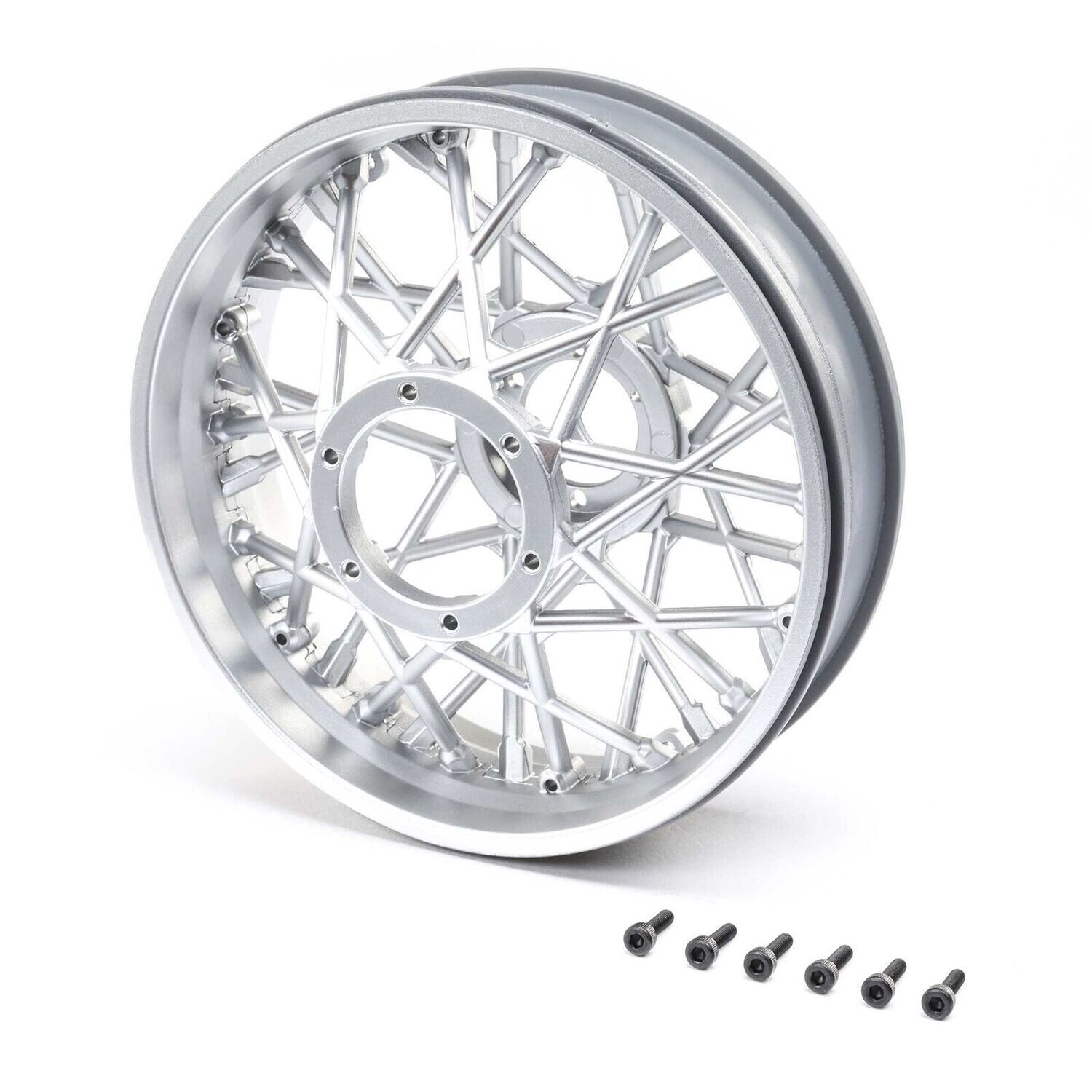 Losi Rear Wheel Set, Satin Chrome: Promoto-MX - LOS46003