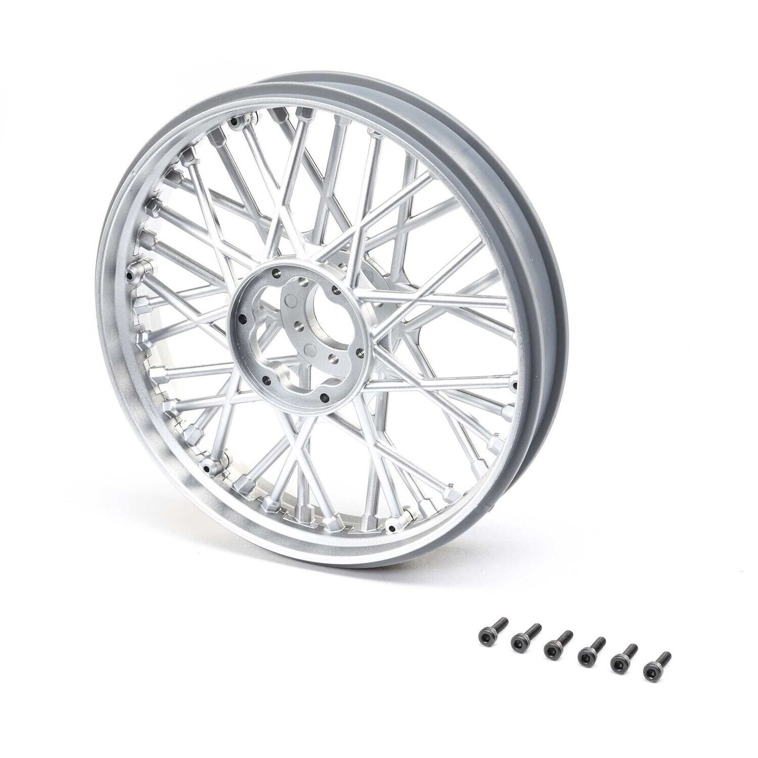 Losi Front Wheel Set, Satin Chrome: Promoto-MX - LOS46002