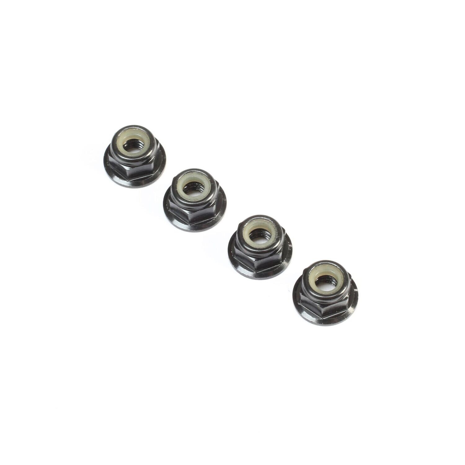 Losi Black Aluminum Flanged Locknut, M4 x 0.7mm x 7mm (4) - TLR236009
