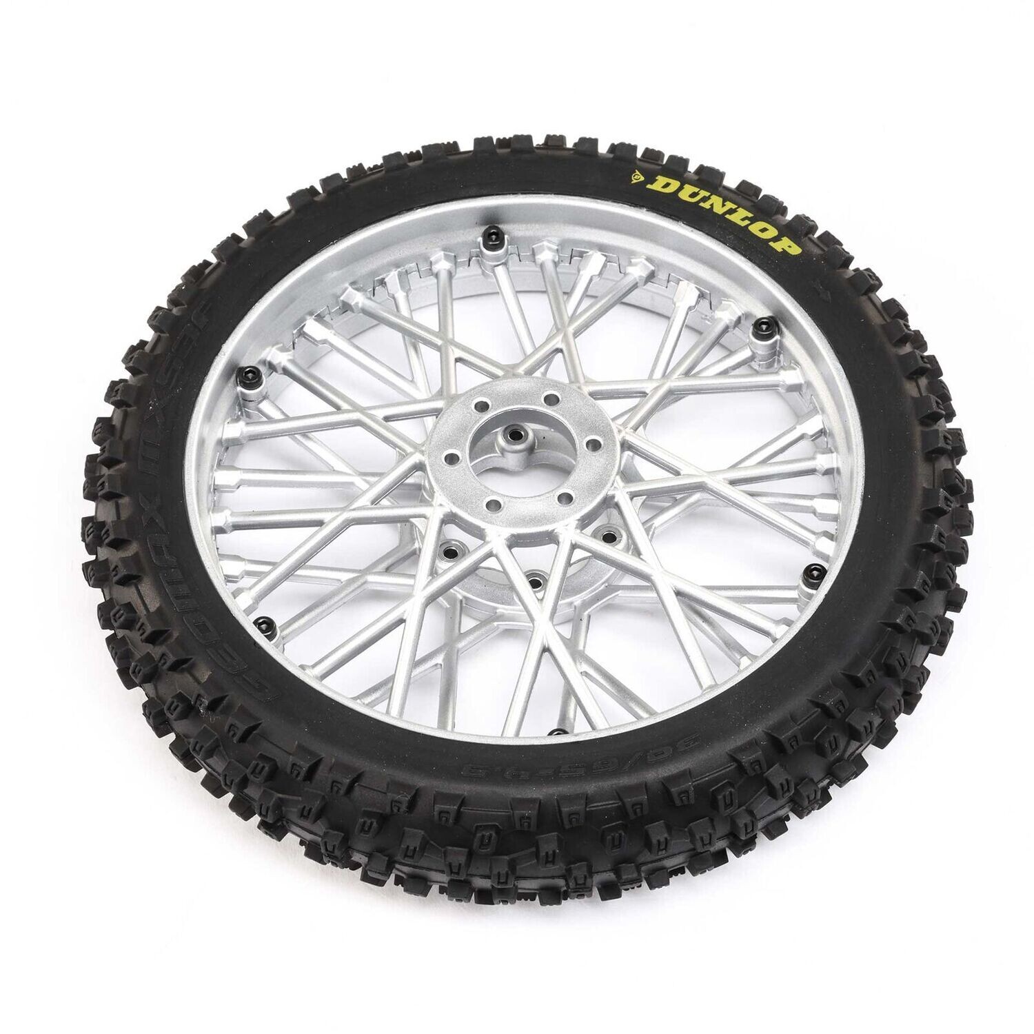 Losi Dunlop MX53 Front Tire Mounted, Chrome: Promoto-MX - LOS46006