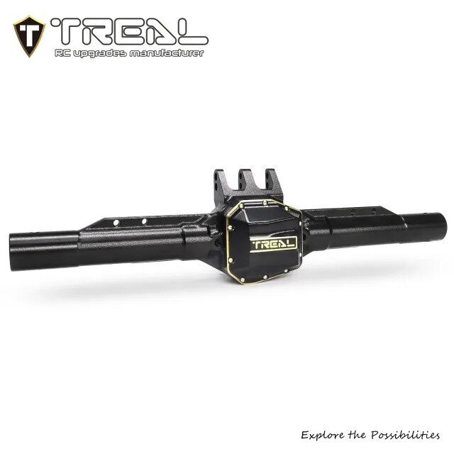 TREAL SCX10 Pro Aluminum 7075 Rear Axle Housing w Tubes Brass Diff Cover Upgrades for Axial 1/10th SCX10 PRO Comp Kit - X003WTZZV1