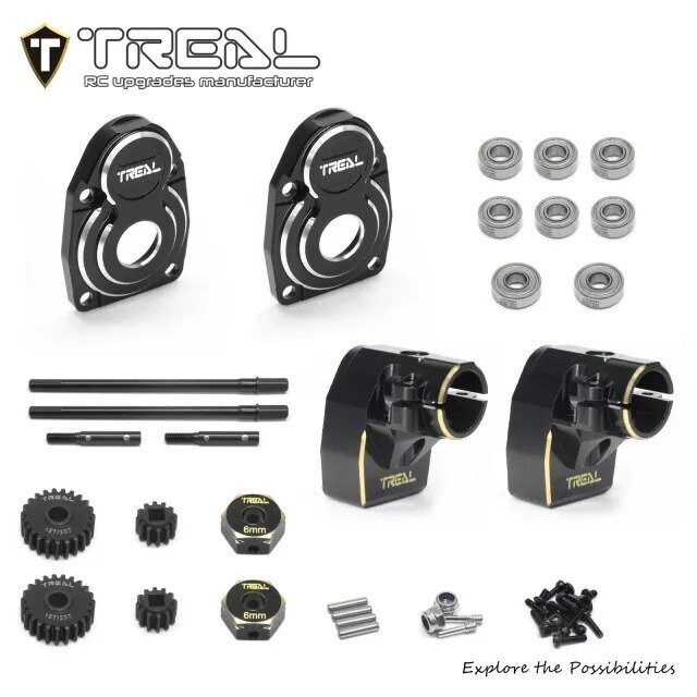 TREAL SCX10 Pro Rear Axle Portals Kit Complete Set w stub axle shafts for Axial SCX10 PRO Comp Kit DIY High Clearance Upgrades - X003YCWR21