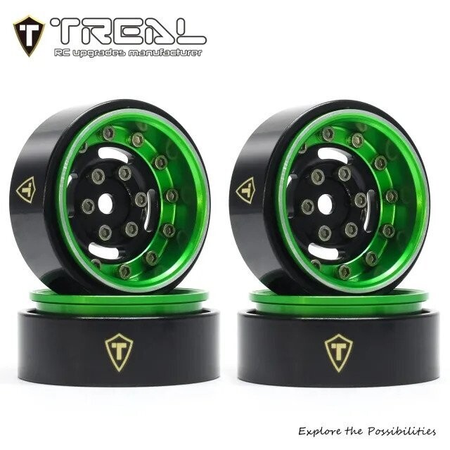 TREAL 1.0 Beadlock Wheels Deep Dish Rims (4P) for SCX24 AX24 FCX24 TRX4M 1/24 1/18 Crawler Car-Type F - X003Z3L423