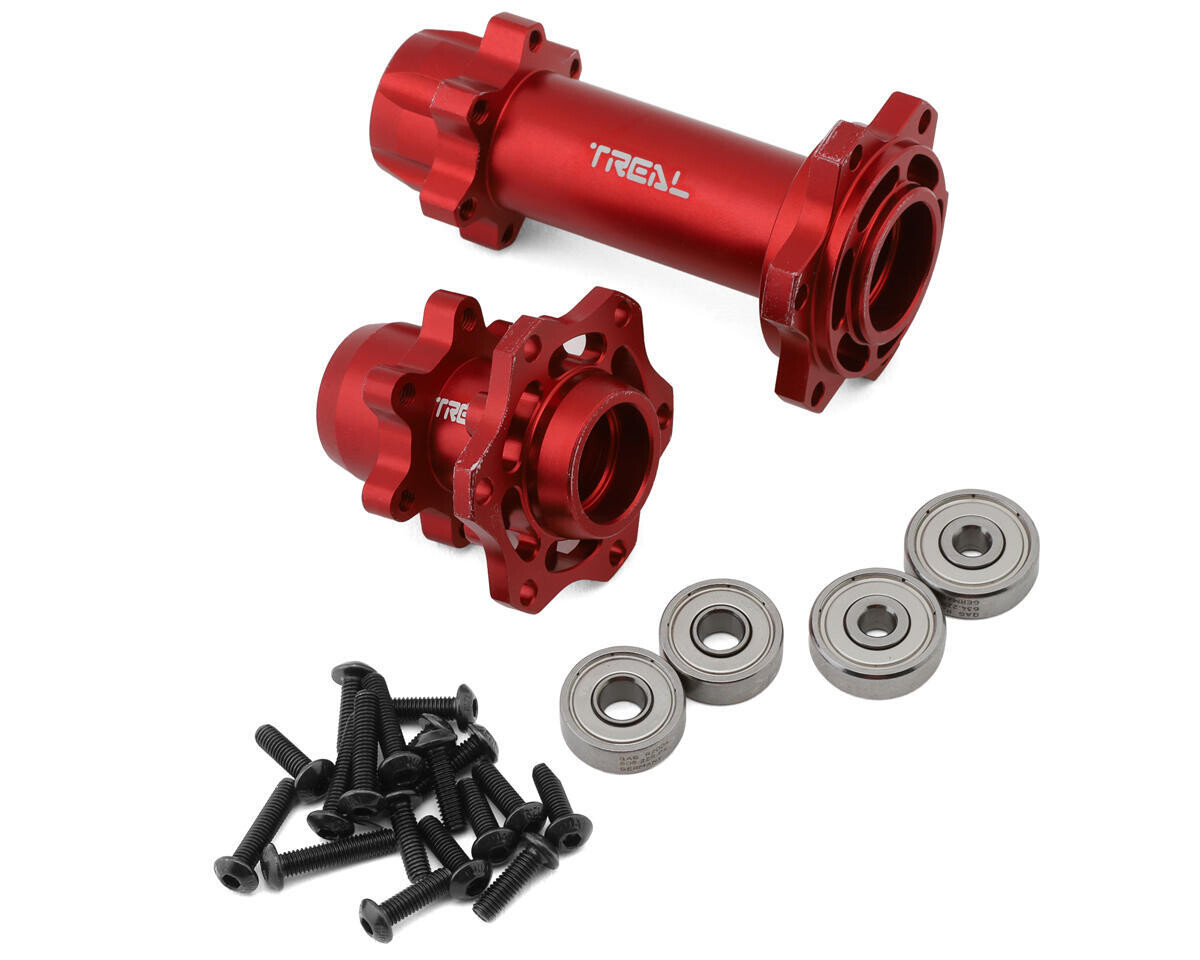 Treal Promoto CNC Aluminum Front &amp; Rear Hub Set (Red) - X003XB787R