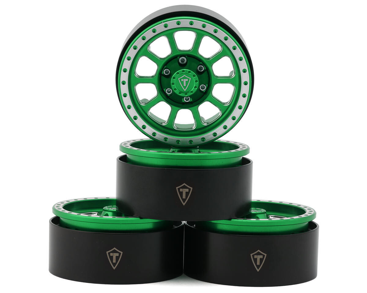 Treal Type V2 1.9&quot; 10-Spoke Beadlock Wheels (Green/Silver) (4) - X00250NDM1