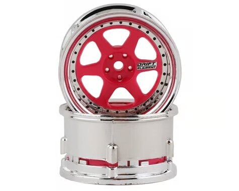 DS Racing Drift Element 5 Spoke Drift Wheels (Pink Face/Chrome Lip/Black Rivets) (Adjustable Offset) w/12mm Hex DE-224