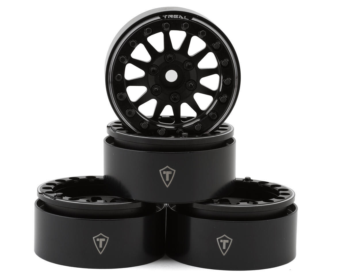 Treal Hobby Type D 1.9&quot; 12-Spoke Beadlock Wheels (Black) (4) - X002P1ELUD
