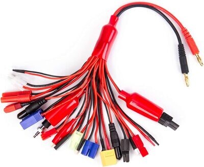 Comp Spec 19-in-1 Lipo Battery Charger Adapter Convert Cable Banana Plug to JST/FUTABAS/T-Plug/XT60/EC3/EC5/TAMIYAS/HXT 4mm for RC Car Drone - 19-1 Squid