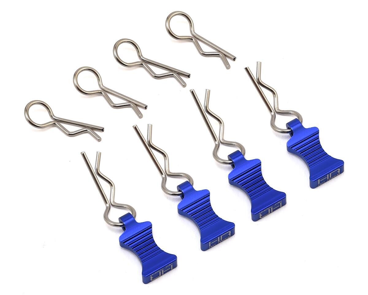 Hot Racing 1/10 Aluminum EZ Pulls w/Body Clips (Blue) (4) - AC03EZ06