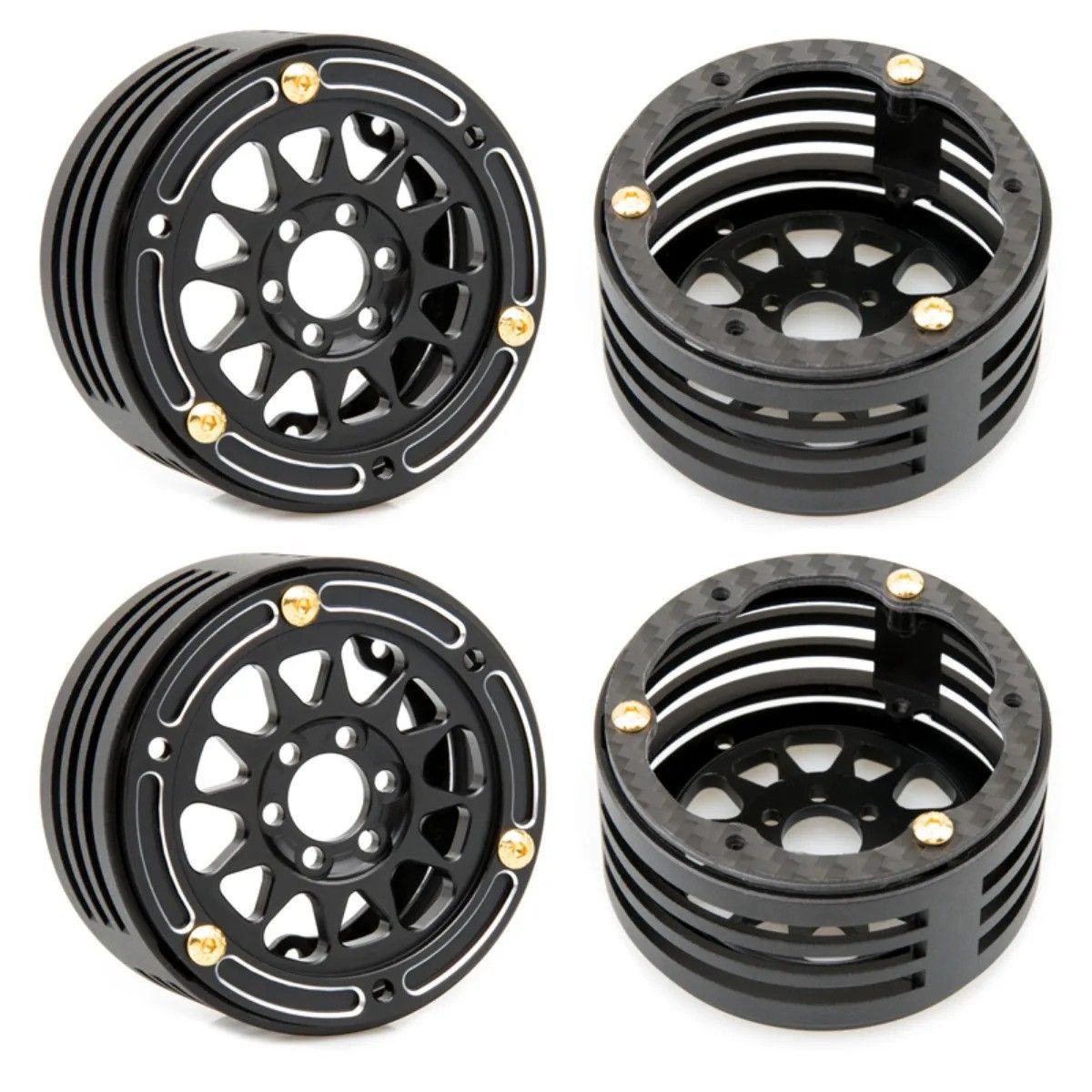 Rhino Carbon Fiber Aluminum 2.2 inch Performance Light Weight RC Car Crawler Wheel Axial SCX10 RBX10 RR10 Wraith MOA - R1011